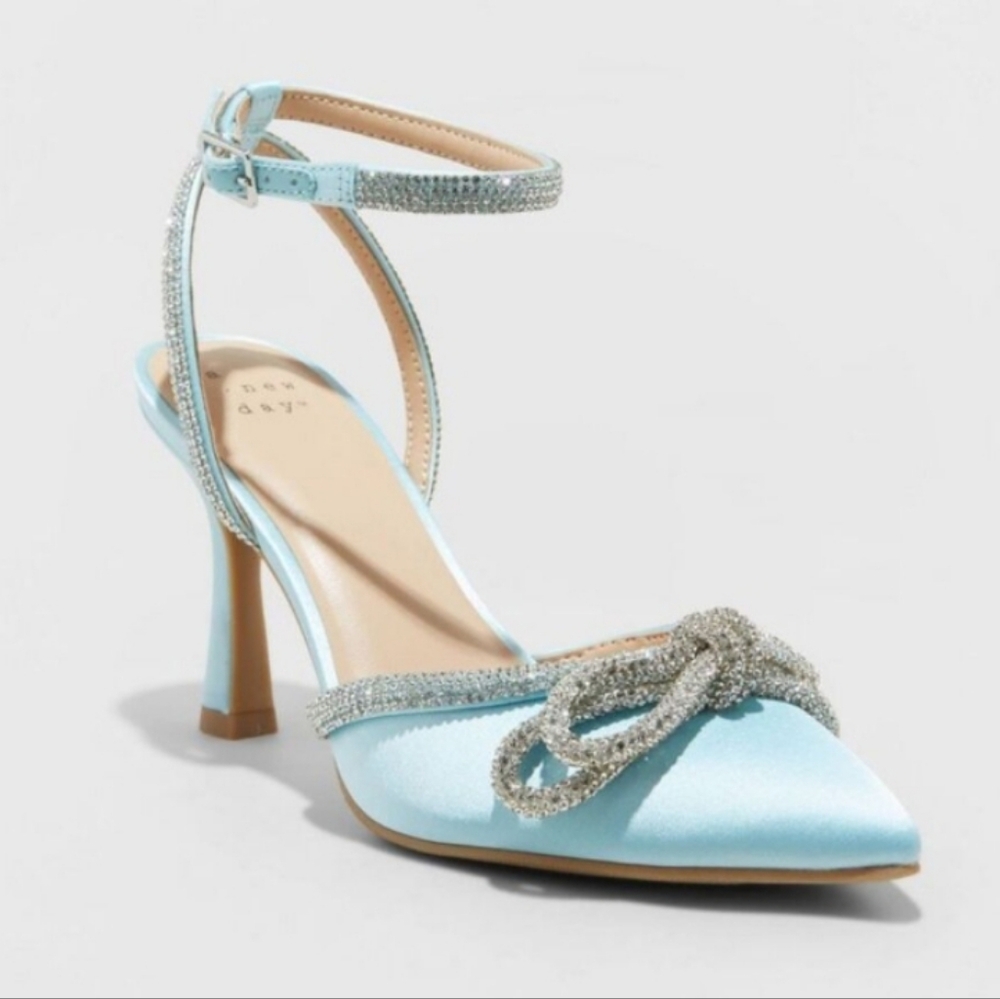 A New Day-Carmin Light Blue Bow Pumps